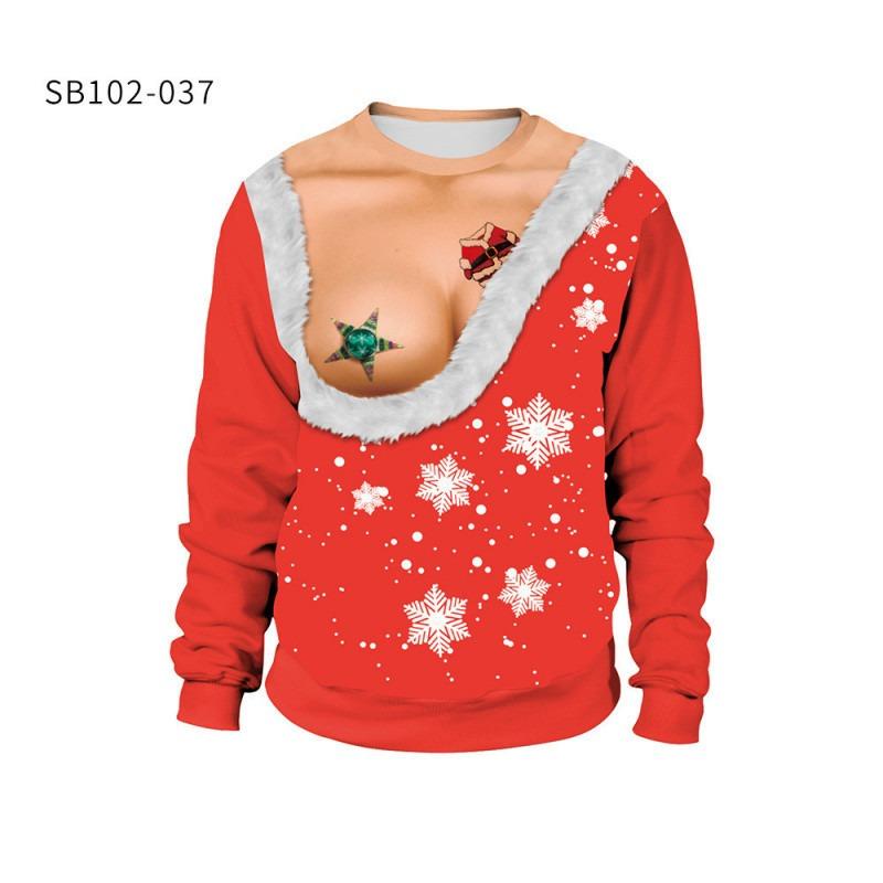 Autumn and winter new Christmas loose personality round neck digital printing sweater men's and women's sweaters