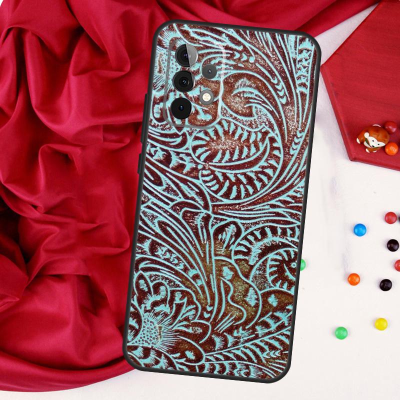 Braunes geprägtes Leder Muster für Samsung Galaxy A15 A55 A53 A33 A35 A22 A32 A52 A54 A34 A14 A56 A36 A26 A16 A05 A06 Hülle