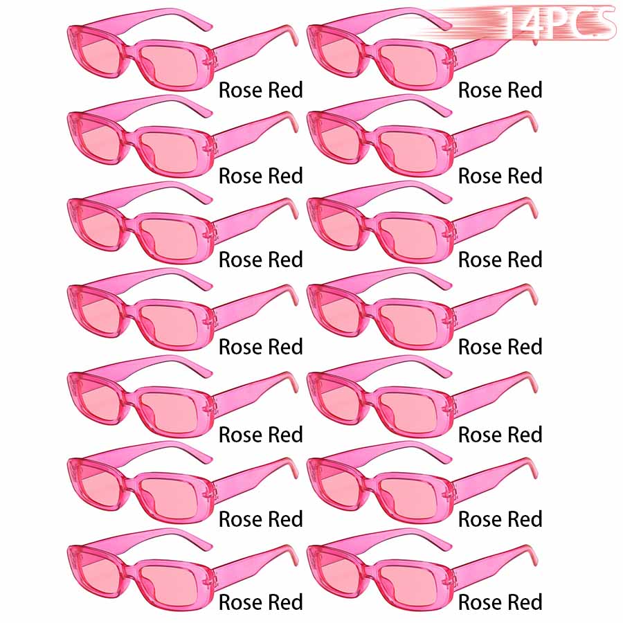 14 PCS Small Rectangle Sunglasses For Women Men Vintage Designer Square Sun Glasses Anti-glare UV400 Eyewear