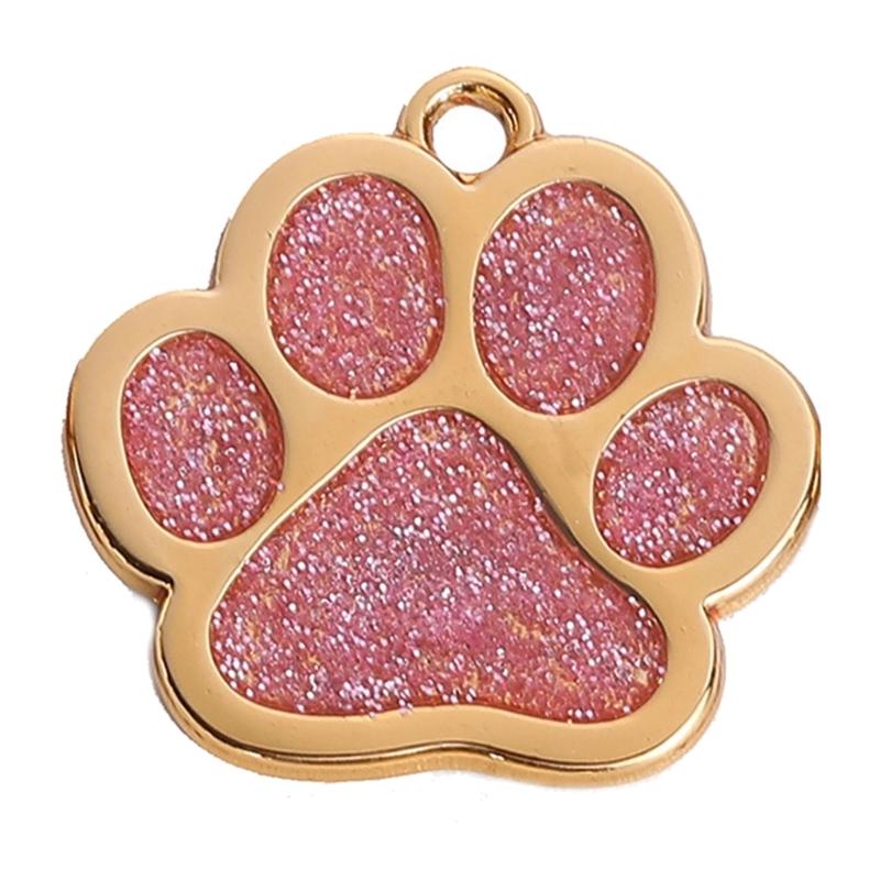Haustierhalsband Blingbling Anhänger für Hunde Katzen Tierpfotenabdruck Anhänger mit Glitzer Mehrfarbig