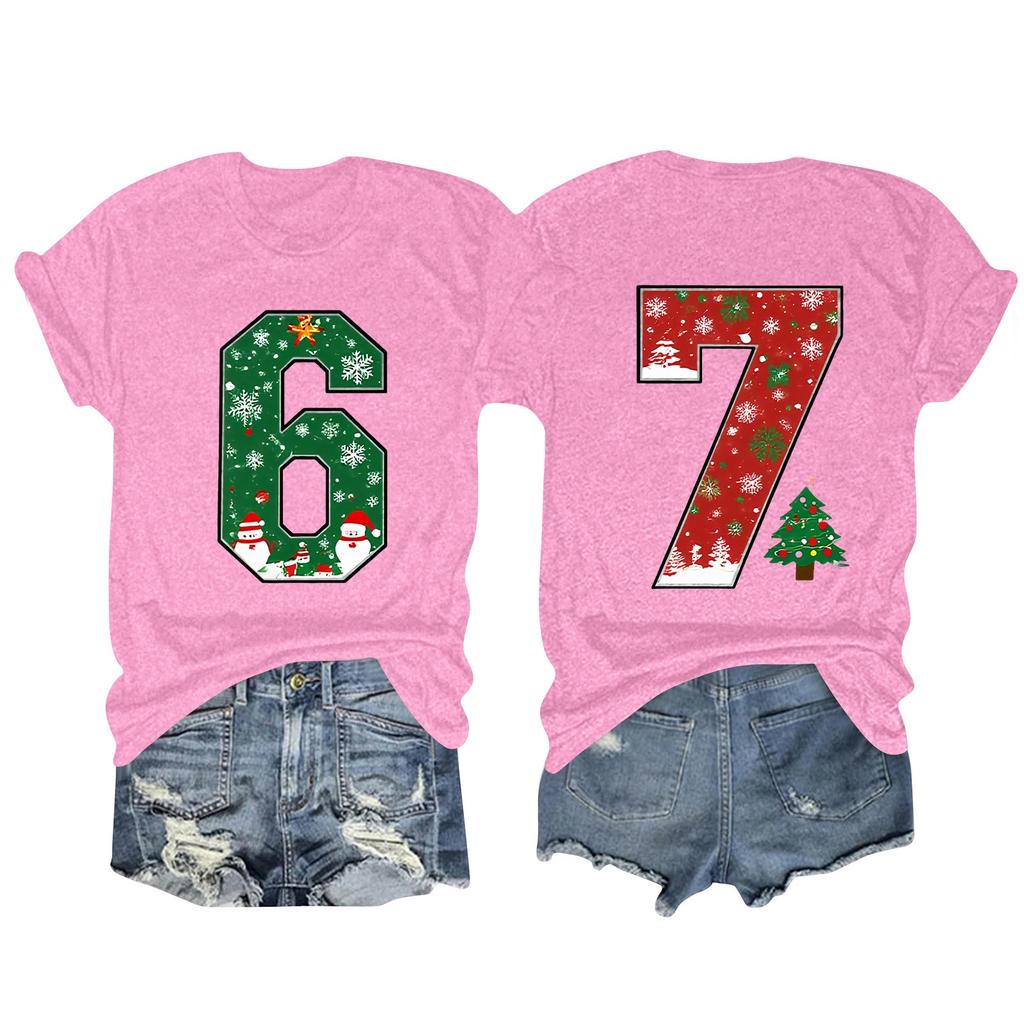 Camiseta de manga corta con cuello redondo y estampado de moda para mujer