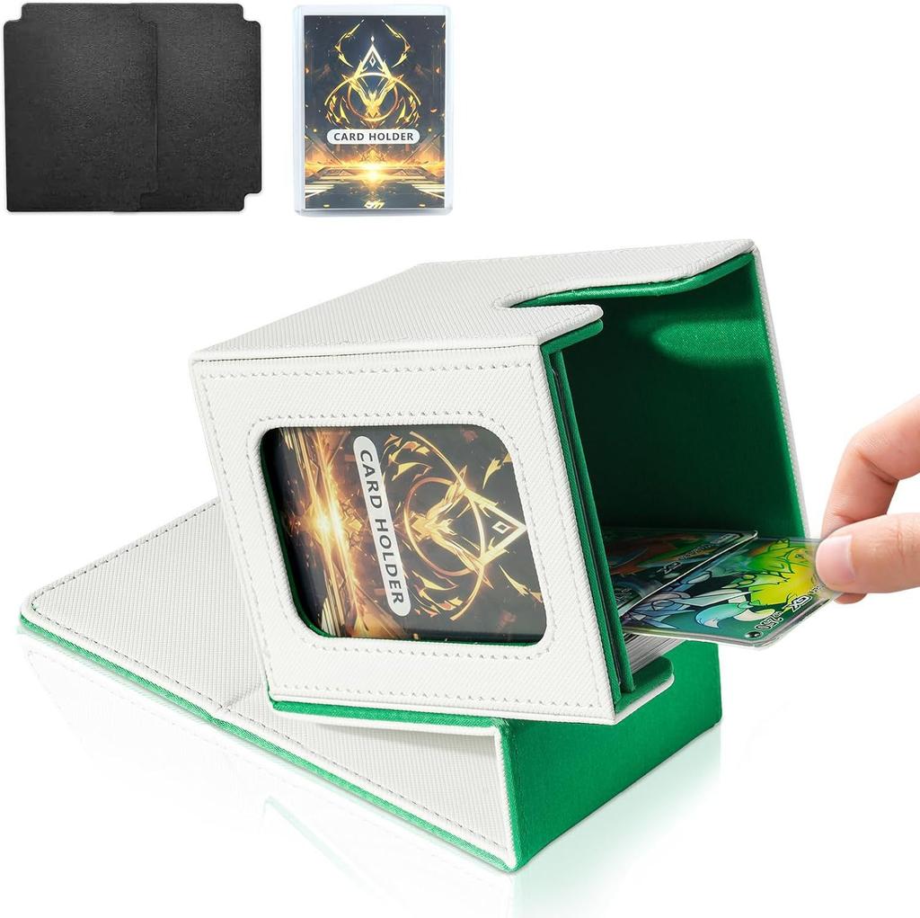 Holds 100+ Trading Card Deck Box for MTG Commander Display with 2 Dividers Game Sports Card Storage Box PU Magnet Deck Case