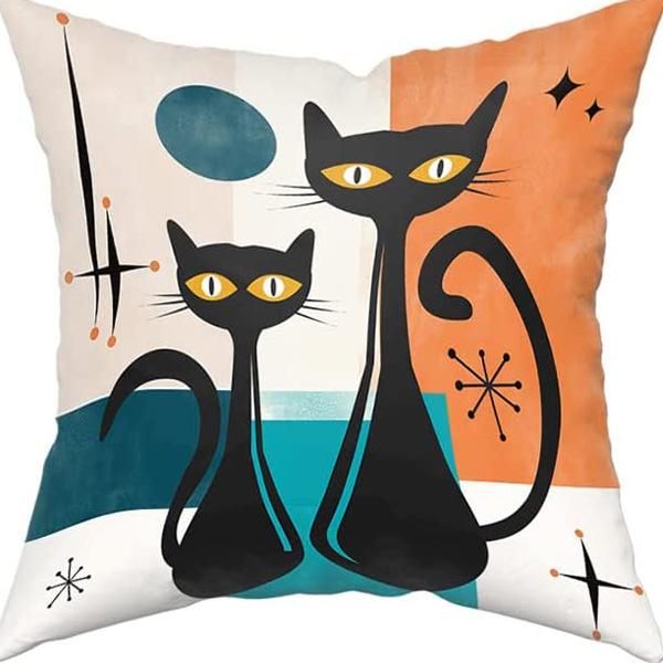 Kitten Gift Pillowcase Cute Pet Printed Linen Pillow Cushion Cover Bedside Living Room