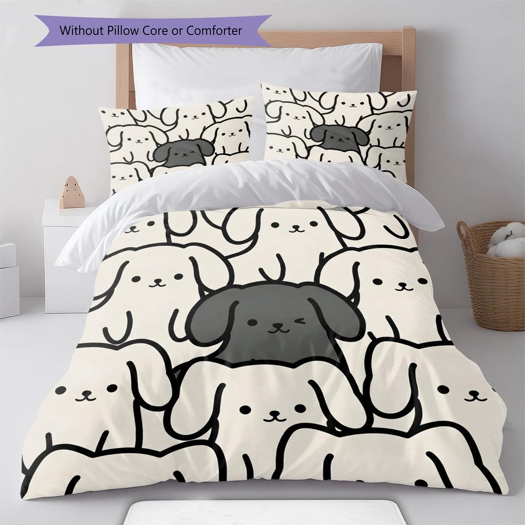 Dachshund Pattern Bedding Quilt Set Quilt Cover Pillowcase Home Decoration Birthday Gift (1 * duvet cover + 2 * pillowcase, without core)