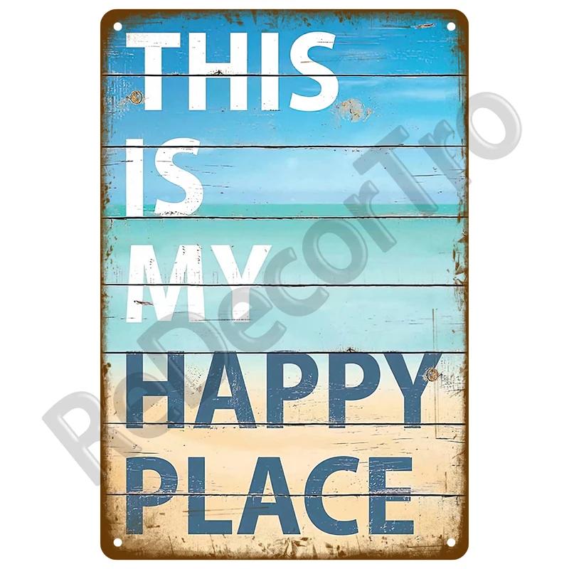 Plaque Metal Sign Beach House Seaside Decorative Plate Vintage Summer Metal Wall Sign Beach Decor For Beach Bar Beach Tin Sign