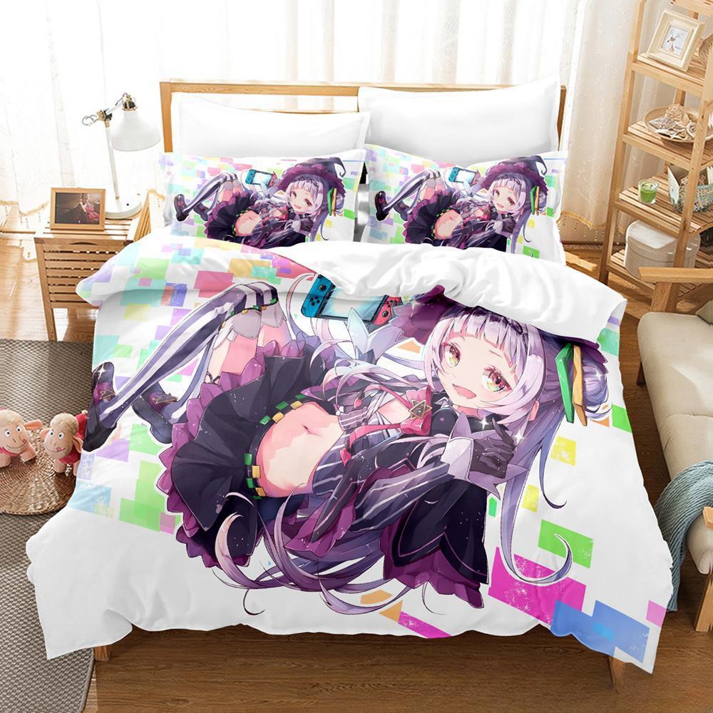 New Murasaki Shion Bedding Set Single Twin Full Queen King Size Bed Set Adult Kid Bedroom Duvet Cover Sets Anime Kawaii Girl Bed