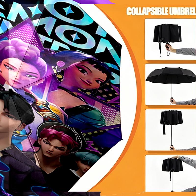 KPop Demon Hunters Print Umbrella Automatic Opening/ Closing - Portable Foldable Design - Daily Use for Travel/Outdoor - Gift for Birthday