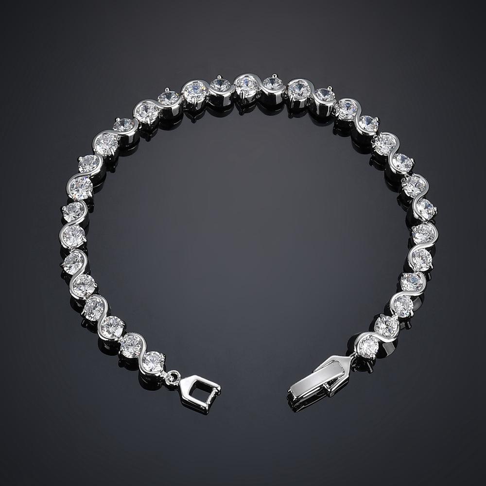 

European & American S-Shaped Bracelet: AAA Zircon Crystal Inlaid Women s Jewelry
