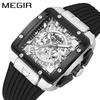 Watc Square Men'S Silicone Strap Multifunctional Chronograph Sports Quartz Watch 2228