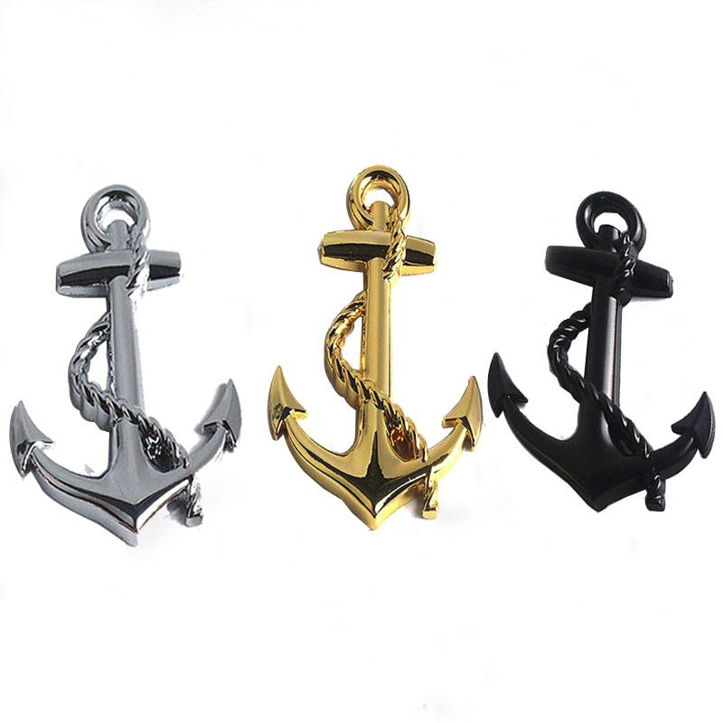 1PC Metal Personality Car Stickers Boat Anchor Hooks Navy Emblem Grill Cross Badge Pirate Ship Car Body Sticker