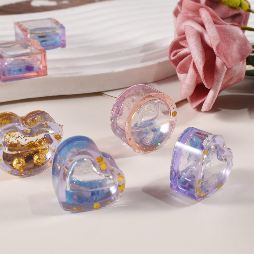 Creative Star Heart Round Hexagon Sturdy Silicone Mold Accessory for Craft Supplies Sand Flow Effect Easy to Use