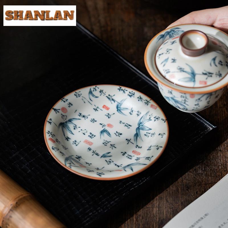 130ml Ru Kiln Three-talent Gaiwan Ancient Tea Tureen Tea Bowl With Lid Kit Tea Brewing Cover Bowl Tea Items Supplies Collection