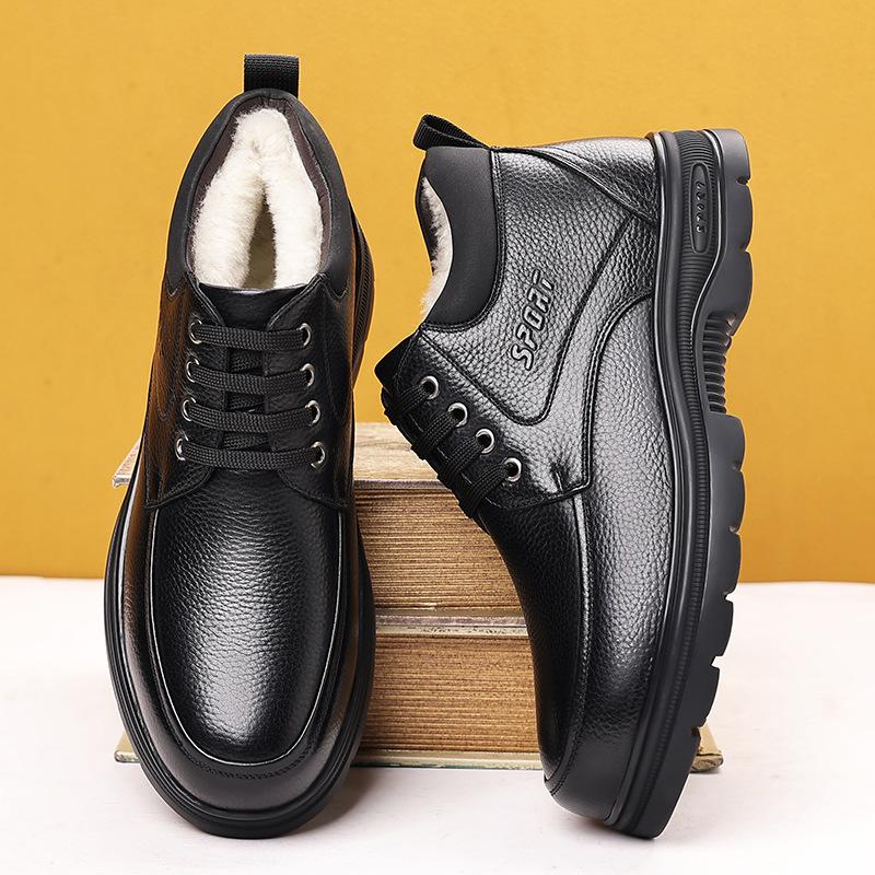 Cotton shoes men's warm winter velvet thickened high-top formal casual men's middle-aged and elderly father shoes