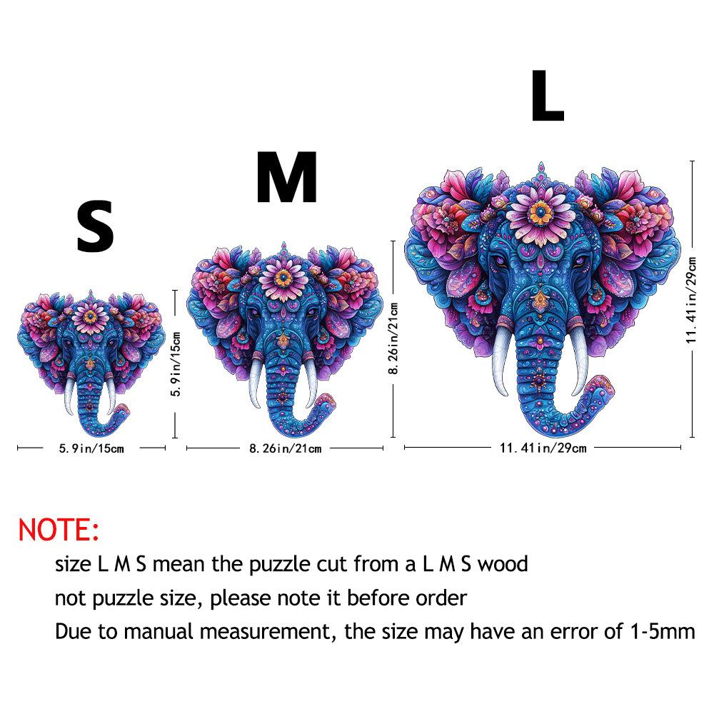 Elephant With Flowers Wooden Puzzle Irregular Small Animal Pieces Flat Wooden Puzzle
