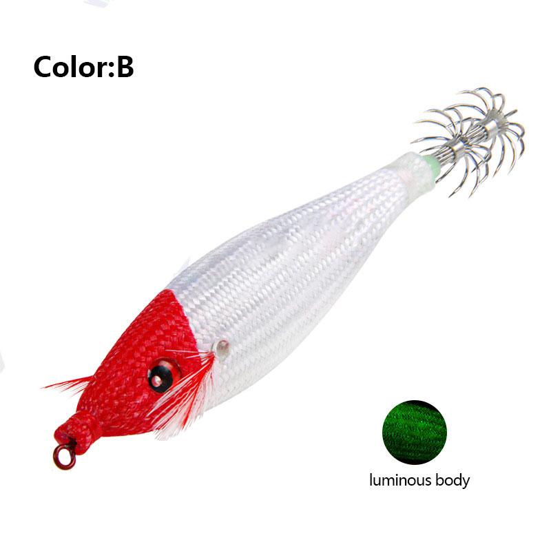 

78mm 10g Artificial Luminous Shrimp Fishing Lures Squid Hook Jigs 3D Eye Cuttlefish Jigs Octopus Bait Shrimp Sea Fishing Tackle