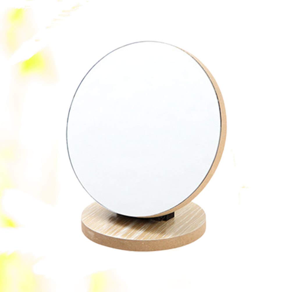 Wooden folding vanity tabletop stand adjustable and beige mirror, mirror, mirror, swivelable, (13.512.8 cm)