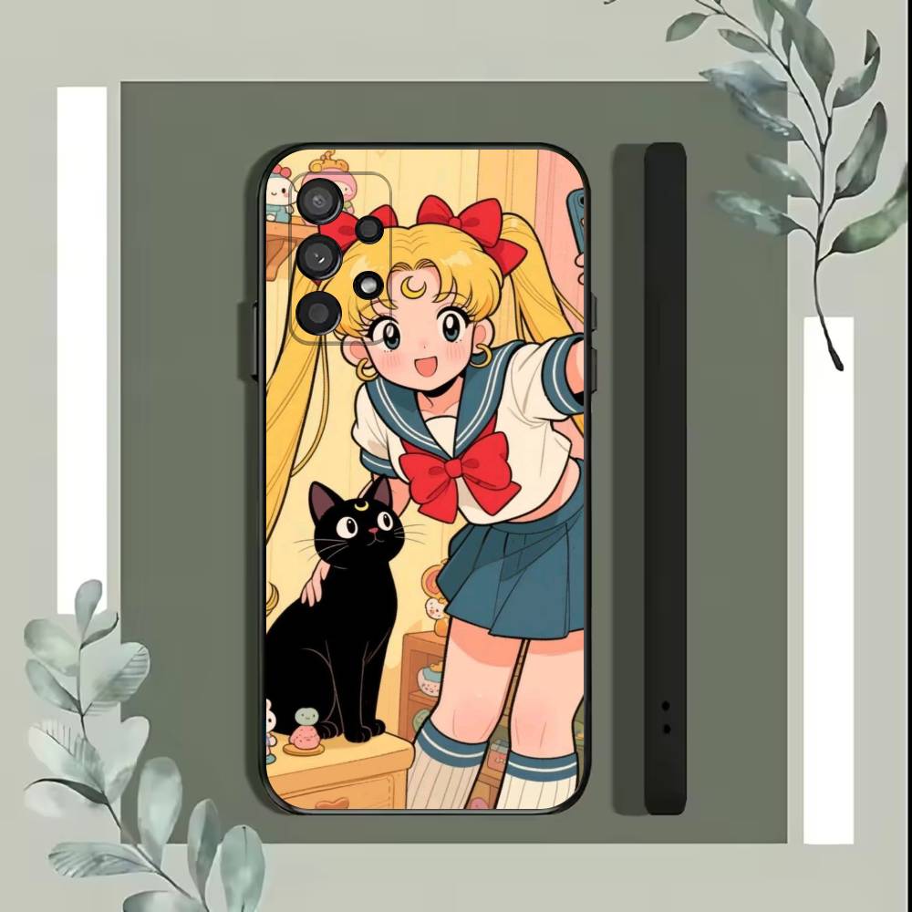 Cartoon S-Sailor M-Moons Phone Case For Samsung S25,S24,S21,S22,S23,S30,Ultra,S20,Plus,Fe,Lite,5G Black Cover