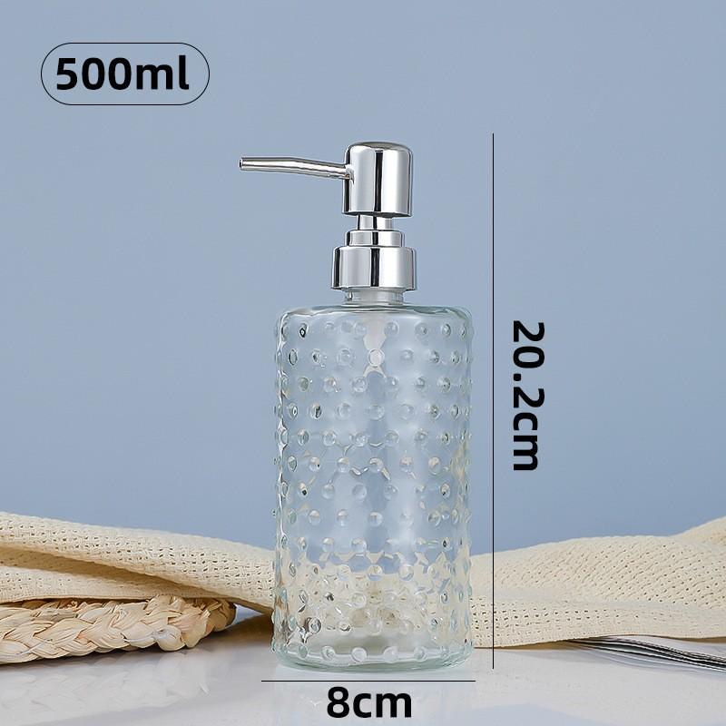 500ml European Style Refillable Glass Pump Bottle for Soap, Shampoo, Conditioner, or Shower Gel