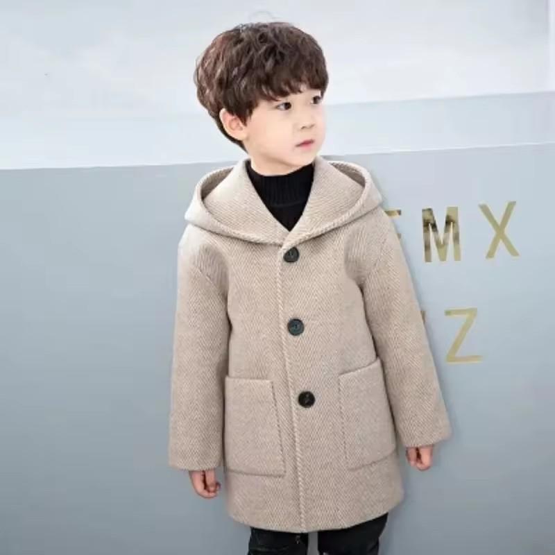 Autumn Boys' Fashionable Mid-length Woolen Coat