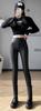 Syvent PU Leather Skinny Stretch Faux Leather and Faux Leather Women's Pants, Fleece-Lined, Leggings, Waterproof, Slimming,