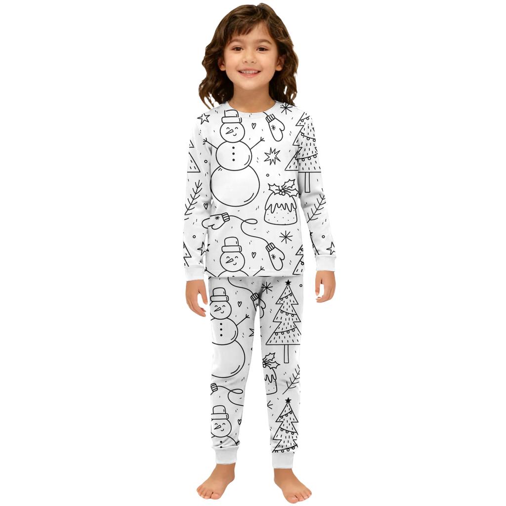 Set Moda Bambini: Top e Pantaloni Natalizi Doodle a Girocollo e Maniche Lunghe
