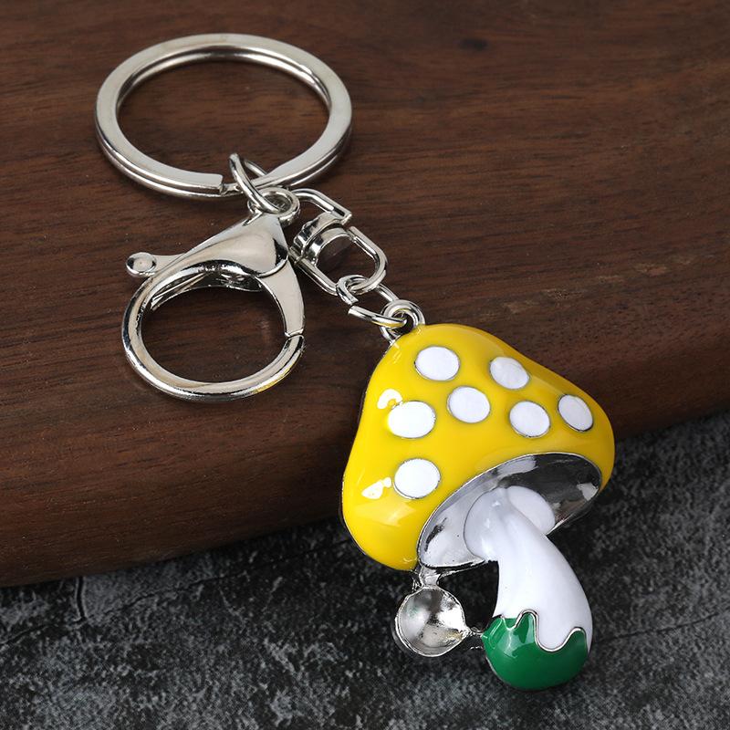 Colorful Enamel Mushroom Keychain Cute Cartoon Charm Key Ring For Bag Decoration Gift
