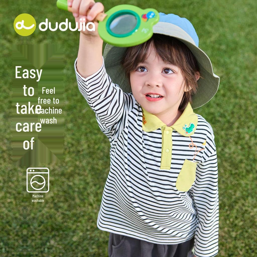 Dudu House Kids' Cotton Polo Shirt: 2026 Long-Sleeve T-Shirt for Boys & Girls