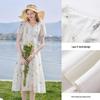 Women's French Style Floral Linen Blend Midi Dress