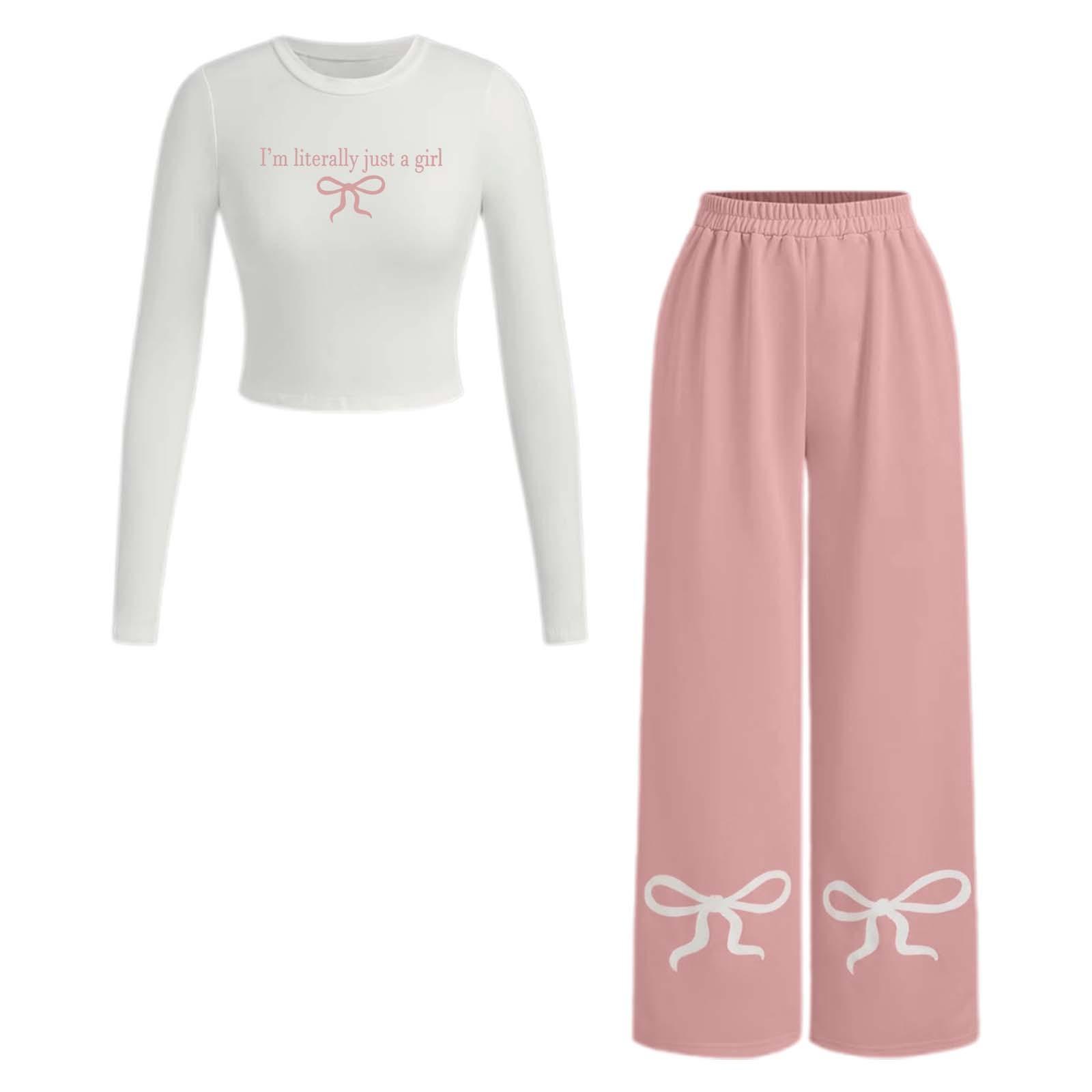 

Женский повседневный и модный однотонный топ с принтом и брюки из двух предметов XS арбуз красный