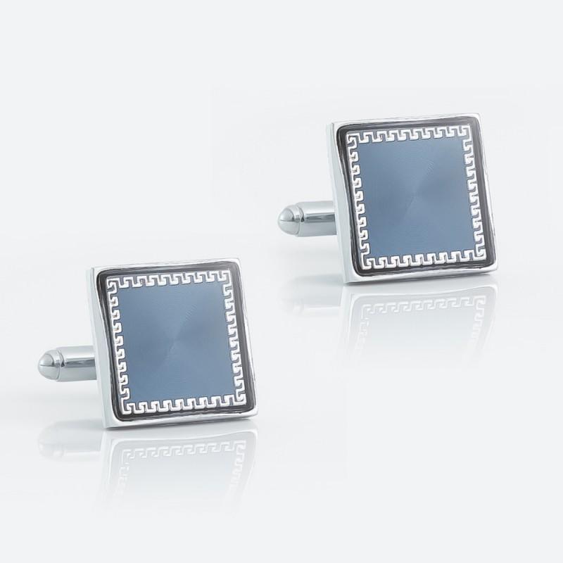 Square Electroplated Silver CD With Retro Patterned Metal Cufflinks Men French CA-9017