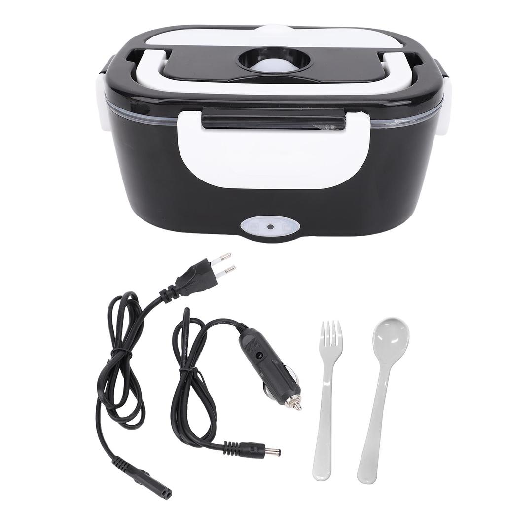40W Electric Lunch Box Black White Fast Heating 304 Stainless Steel Food Heater with Containers for Home Car Office EU