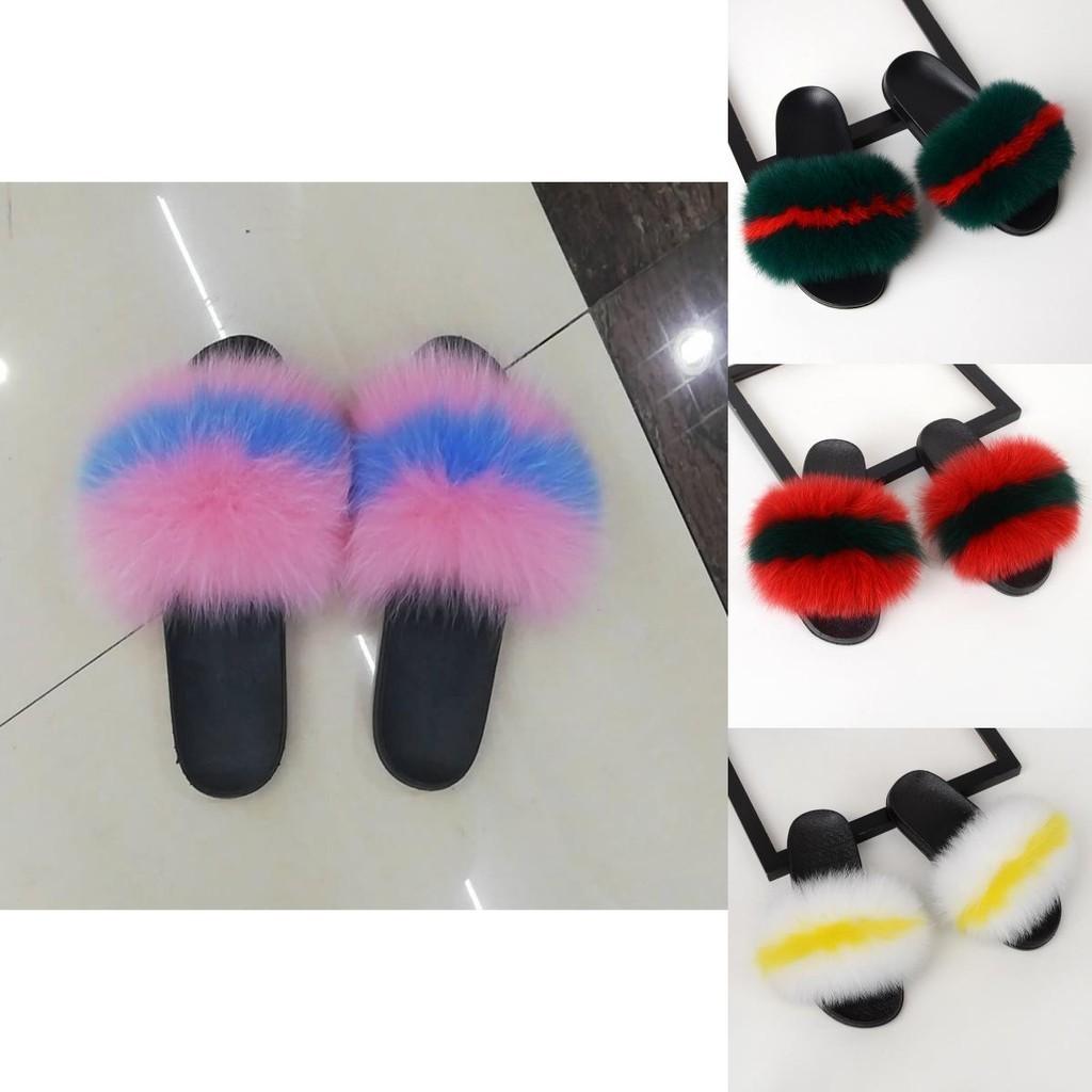 Realistic Fluffy Slippers Sandals For Women Girls Luxury Comfort