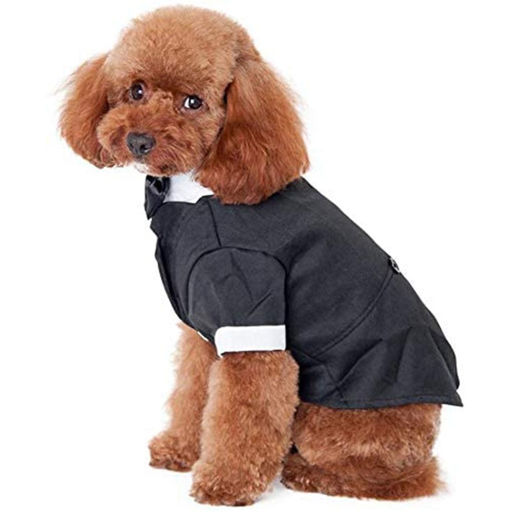 Dog Tuxedo Costume Formal Shirt Dog Wedding Black Jacket Suit Pet Puppy Prince Ceremony Bow Tie Suit Small Dogs Cats Clothes