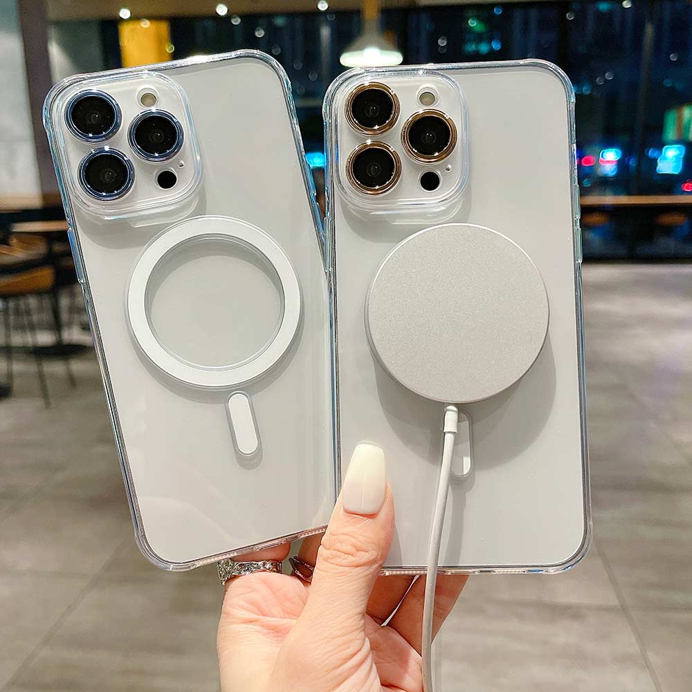 Průhledný bezdrátový nabíjecí kryt na telefon pro iPhone 14 13 12 11 Pro Max 14 Plus 14pro Max Nárazuvzdorný chránič objektivu Měkký akrylový kryt