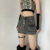 Punk Aesthetic Cyber Retro X-ray Skeleton Print Rib Sleeveless Vest ArmyGreen Crop Top Designer Clothes Women 2024 Summer Emo