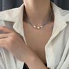 French Retro Blue Beaded Freshwater Pearl Necklace Temperament European and American Light Luxury Style Ethnic Style Collarbone Chain