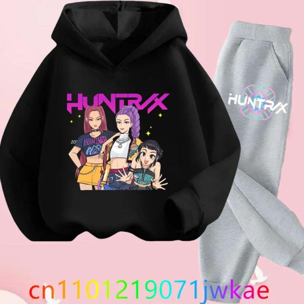 Movie New Kid K-Pop Demon Hunters Hooded Suit Toddler Girl Clothes KPop Demon Hunters Hoodie Set Girls Fashion Casual Sweatshirt