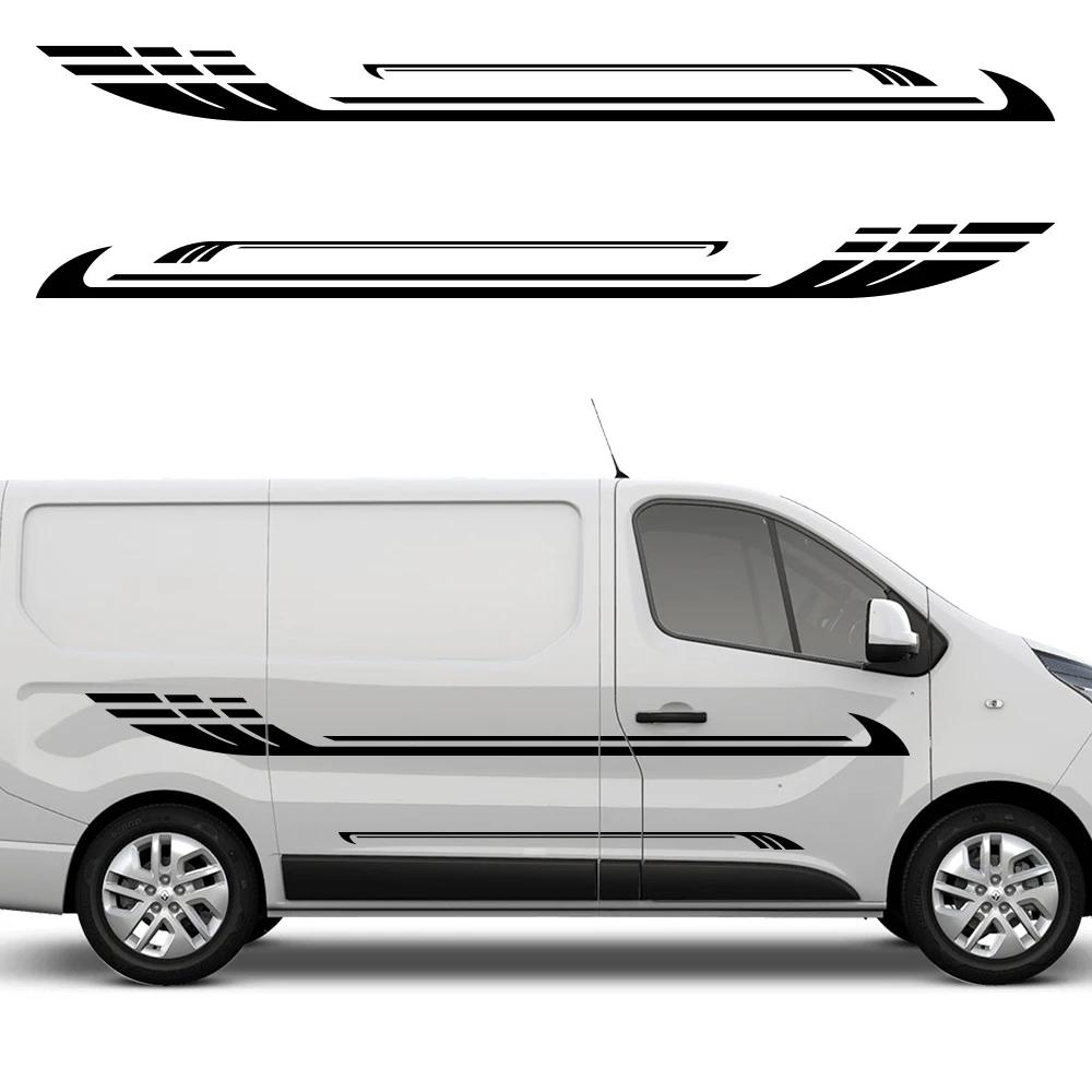 Car Body Side Stickers for Camper RV Van Motorhome Caravan Racing Sport Stripes Vinyl Decal Decoration Auto Tuning Accessories