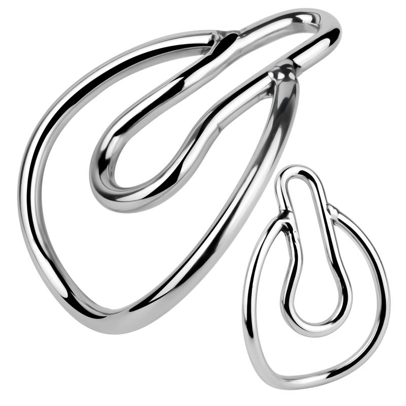 LEZEE Metal Penis Ring Fake Girl Chastity Clip Lock Testicles Gender-bending Clips Sissy Cockring Curve Rings Sex Toys For Men