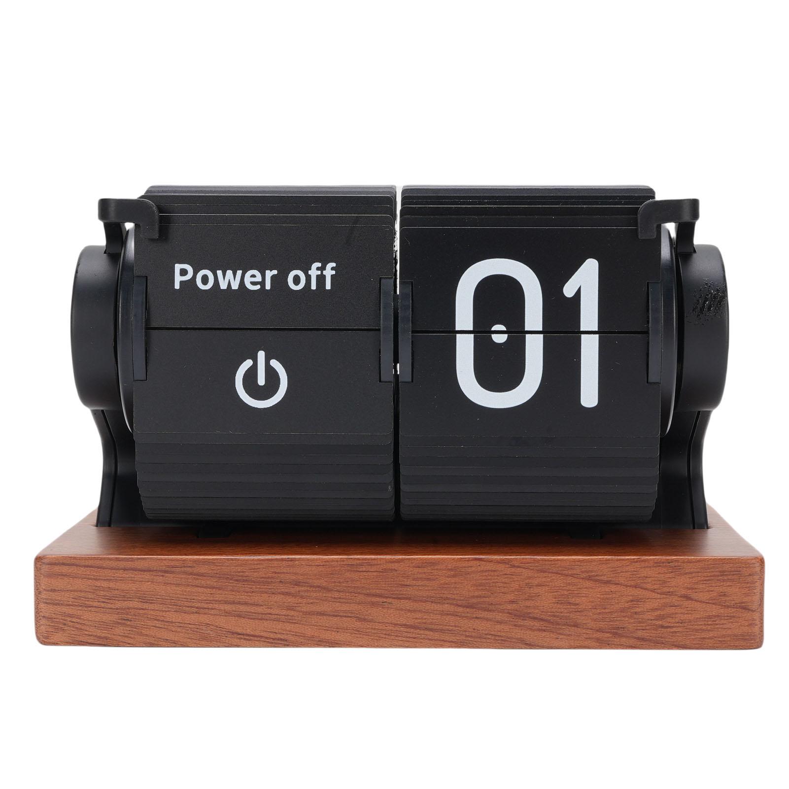 

Перекидной настольный механический будильник с питанием от батарейки, автоматическим перелистыванием страниц и деревянной подставкой для гостиной, офиса black