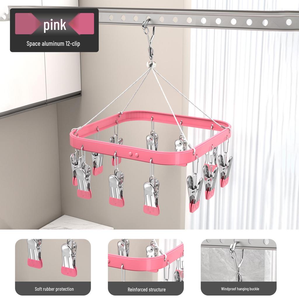 Aluminum Alloy Multi-Clip Drying Rack for Socks and Underwear