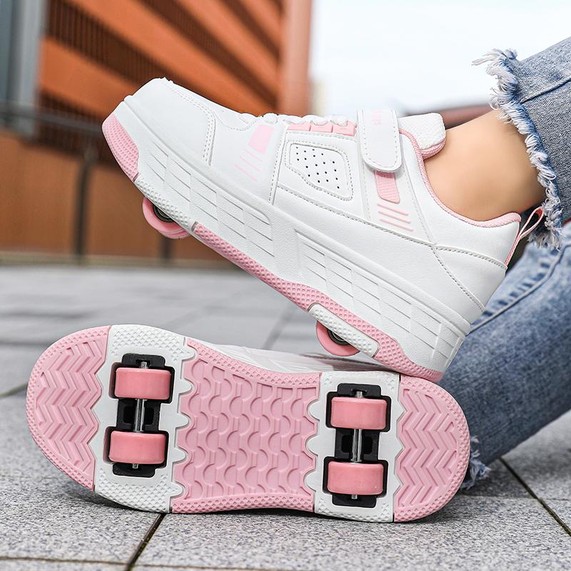 KIDS Four Wheel Skate Roller Shoes Sneakers Four Wheel Skating Shoes Children's Shoes Double Wheel Skating Shoes