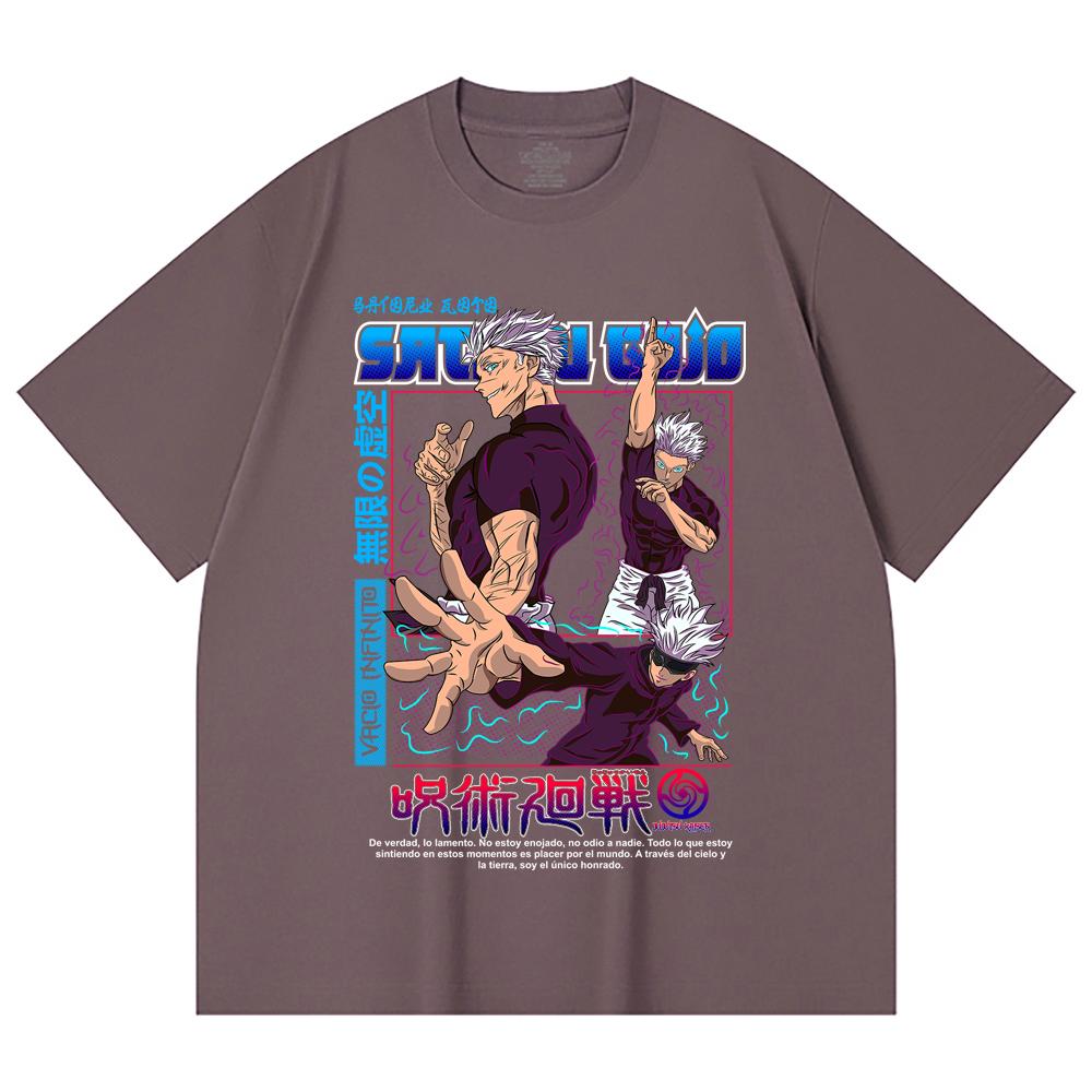 230 Gsm 100% Cotton Jujutsu Kaisen V25 Gojo Print Unisex Heavy Cotton T Shirt