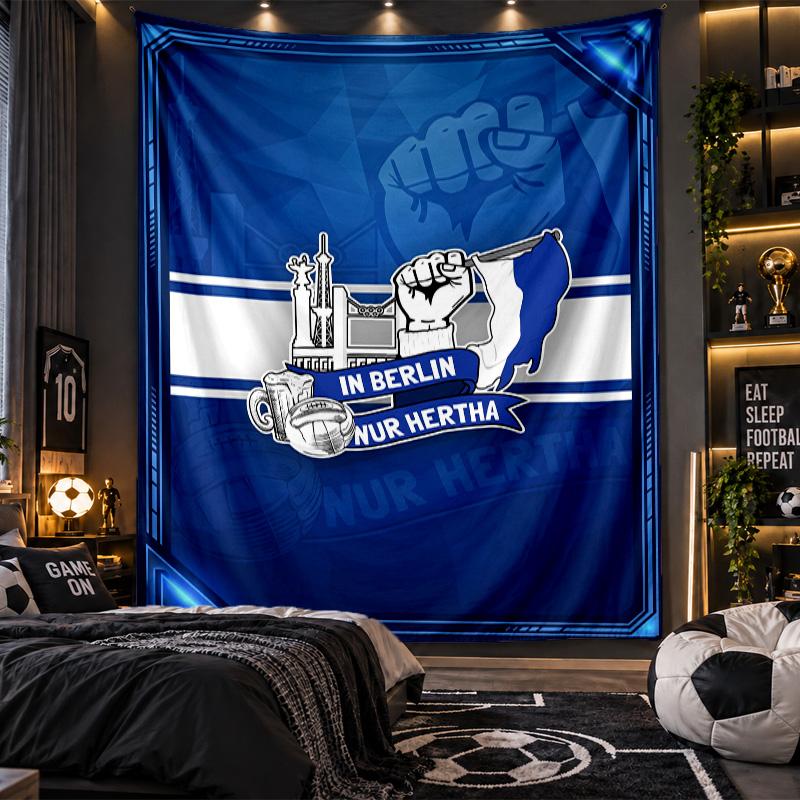 Wall Hanging Tapestry hertha bsc FC Print Cloth for Living Room Bedroom Home Decor