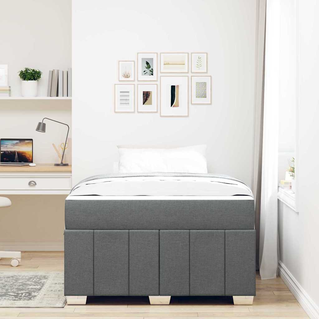 Box Spring Bed Frame with Mattress Dark Grey 120 x 200 cm Fabric