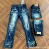 Herren gewaschen distressed Slim Fit ausgestellte Jeans mit Whiskering und Rissdetails 2025