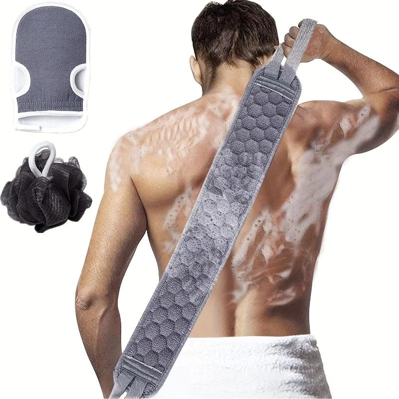 3Pcs Bath Towel Combination Set with Bath Ball Back Scrubber Quick Dry Shower Kit for Outdoor Camping Travel
