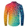 Men'S Retro Casual Loose Fitting Long Sleeved Printed Shirt Fashion Standing Collar Top