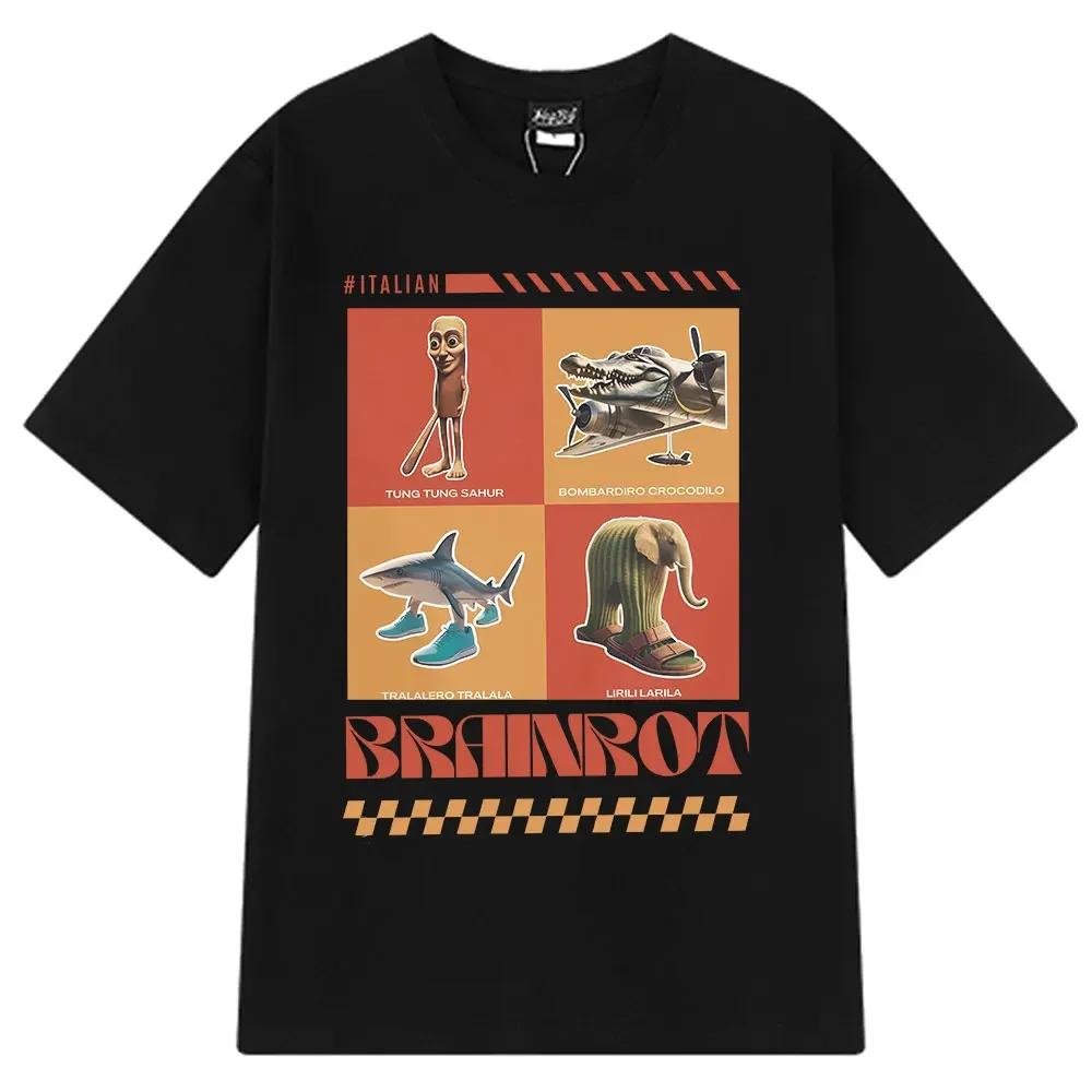 Italiensk Hjärnröta Tralalero Tralala Tung Tung Tung Sahur Bombardiro Krokodil Rolig Meme T-shirt Dam Mode T-shirts