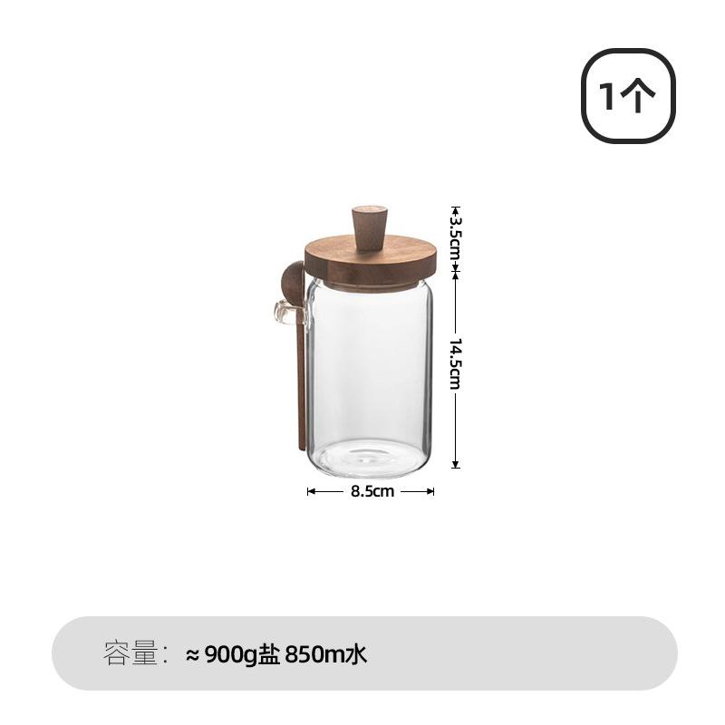 Glass Pot Kitchen Food Grade Sealed Glass Jar Coffee Powder Seasoning Storage Jar Acacia Wood Honey Jar